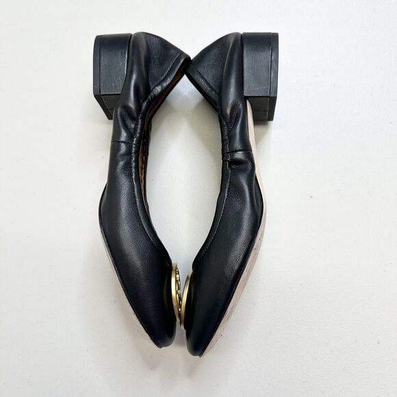 Tory Burch Women’s BENTON 2 BALLET SCRUNCH BACK Nappa Leather Size 8.5 BLACK - Picture 4 of 10